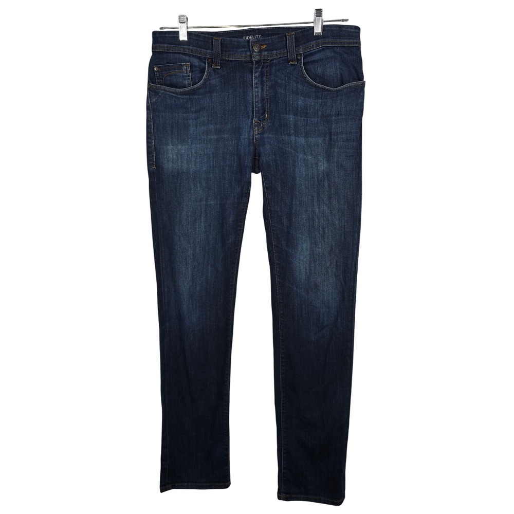 Fidelity Denim Mens Dark Wash Slim Straight Jeans Made in USA Size 34 Blue